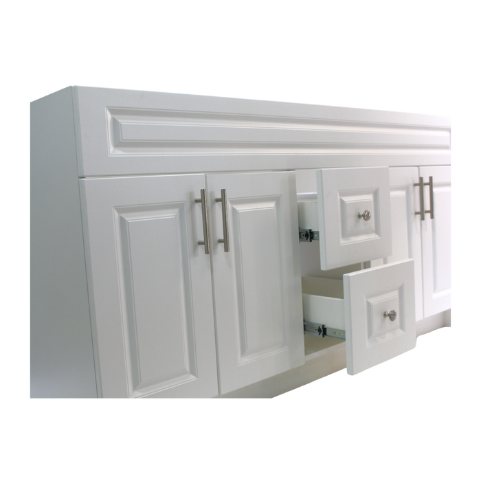 60" MDF - Double Sink - White - Raised Panel Doors