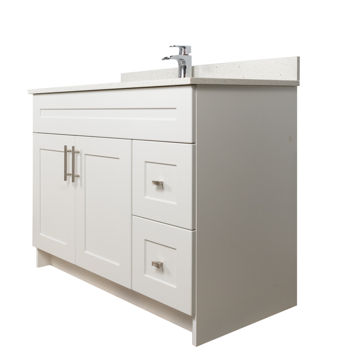 42" MDF - Right Side Draw - White - Shaker Doors - Softclose Hardware