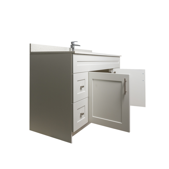 60" MDF - Single Sink - White - Shaker Doors - Softclose Hardware